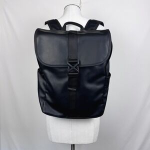 Zara Black Rubberized Minimalist Backpack Matte X-Buckle Techwear Bag